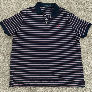 Polo Ralph Lauren Shirt Men’s XXL Blue Red White Striped Red Pony Classic Fit